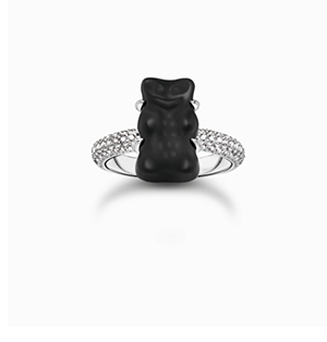 Silver ring with black Goldbear and zirconia