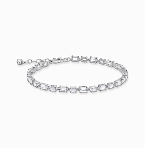 Silver bracelet with white zirconia