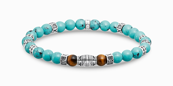 Bracelet with turquoise beads and Tigereye-Beads, silver