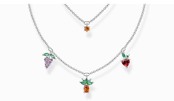 Necklace colourful fruits silver
