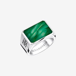 Signet Ring Rectangular 925 Silver Blackened Jade
