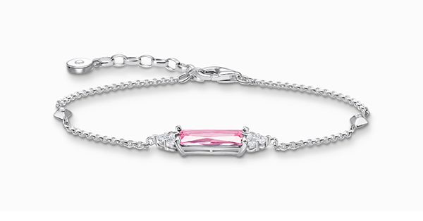 Bracelet with pink and white stones silver