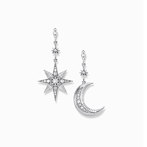 Earrings royalty star and moon