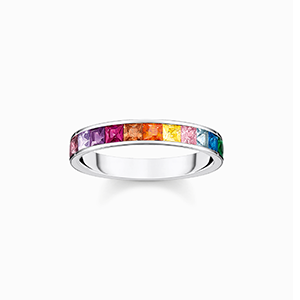 Ring colourful stones silver