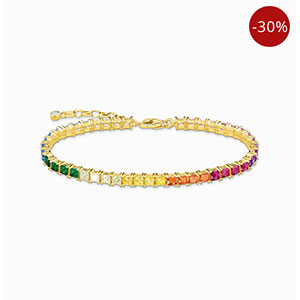 Tennis bracelet with colourful stones gold plated