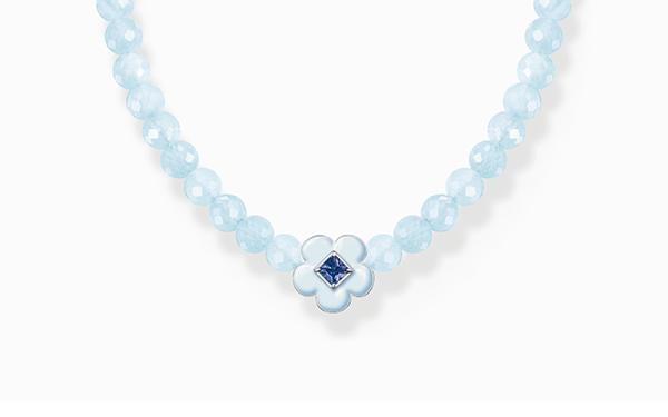 Choker flower with blue jade beads