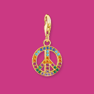 Charm pendant peace with colourful stones gold