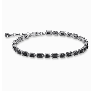 Silver blackened bracelet with black zirconia