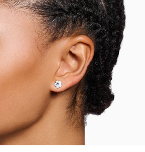 Single earring flower with blue and white stones