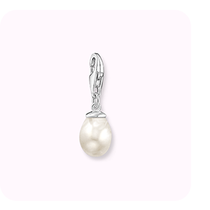Charm pendant white pearl silver