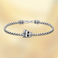 Bracelet skull crown silver