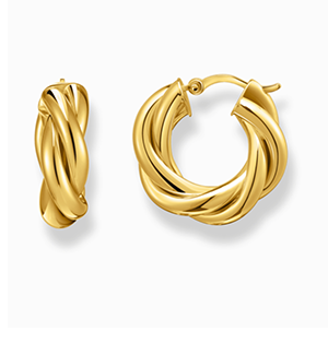 Gold-plated hoop earrings in intertwined design