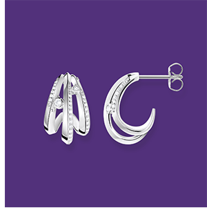 Hoop earrings wave with white stones