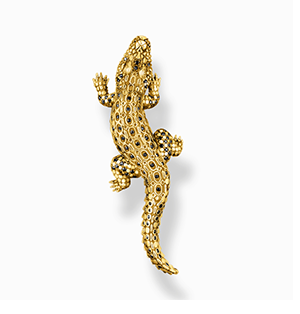 Yellow-gold plated pendant in 3D crocodile design