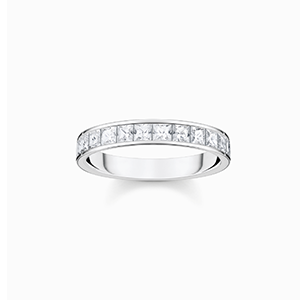 Ring with white stones pavé silver