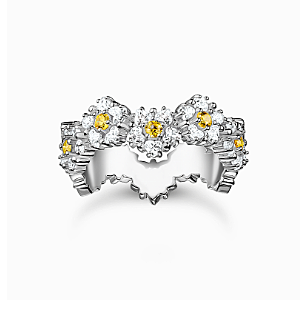 Ring Blume Lovely Daisy mit Steinen Silber
