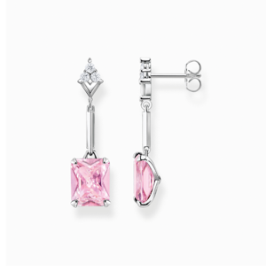 Earrings with pink and white stones silver