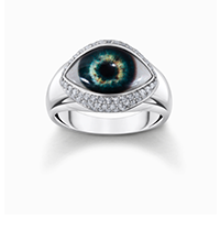 Silver ring with all-seeing eye with white zirconia