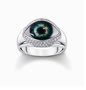 Silver ring with all-seeing eye with white zirconia