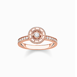 Ring circle with white stones pavé rose gold plated