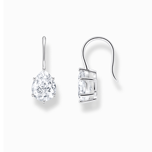 Silver earrings with white drop-shaped zirconia