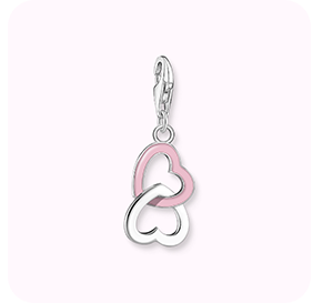 Charm pendant pink heart silver