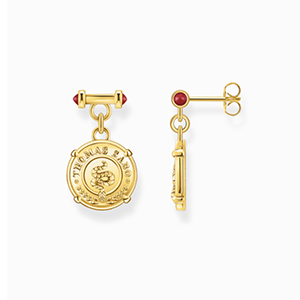 Earrings with disc gold plated