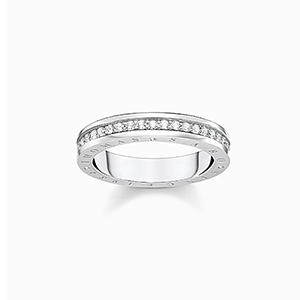 Ring with white stones pavé silver