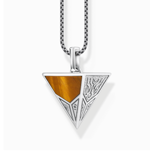 Pendant pyramid with black onyx beads and tiger's eye beads silver