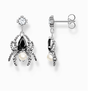 Silver earrings Spider Romance