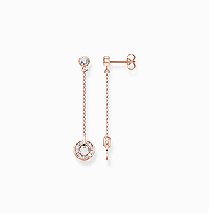 Earrings circle with white stones rose gold plated