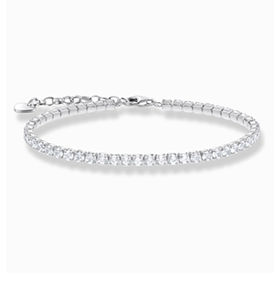 Silver tennis bracelet with white zirconia