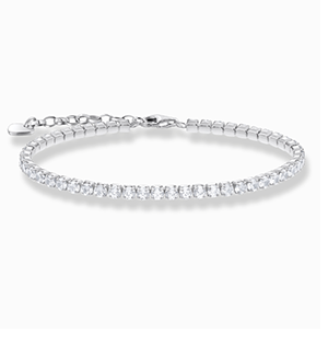 Silver tennis bracelet with white zirconia