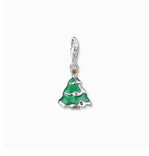 Silver Christmas tree charm pendant