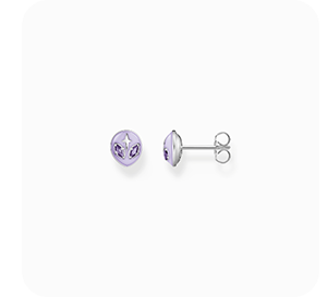 Ear studs with alien detailing and cold enamel silver