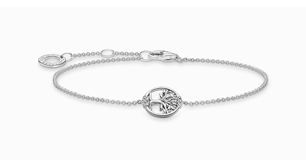 Bracelet Tree of Love with white stones silver