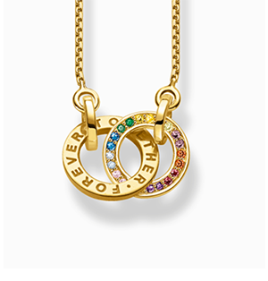 Gold plated necklace Together with two rings and coloured stones