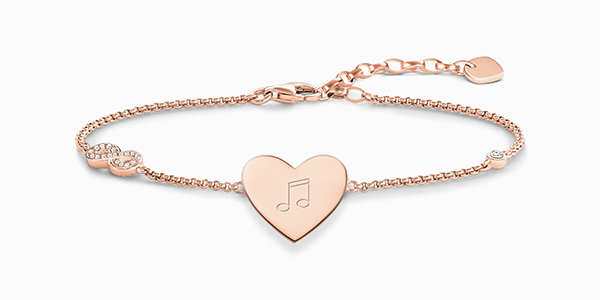 Bracelet hearts with infitinity, rose gold