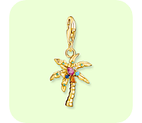 Charm pendant colourful palm tree gold plated