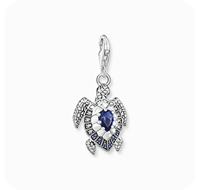 Charm pendant turtle with blue stones