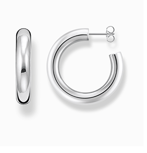 Silver medium chunky hoop earrings