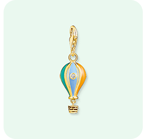 Charm pendant colourful hot air balloon gold plated