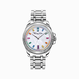 Watch for women Divine Rainbow with coloured stones silver-coloured