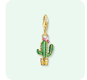 Charm pendant green cactus gold plated