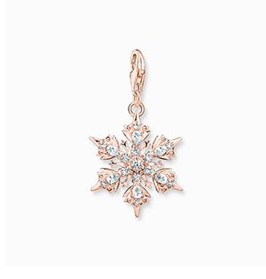 Charm pendant snowflake with white stones rose gold