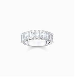 Ring with white stones pavé silver