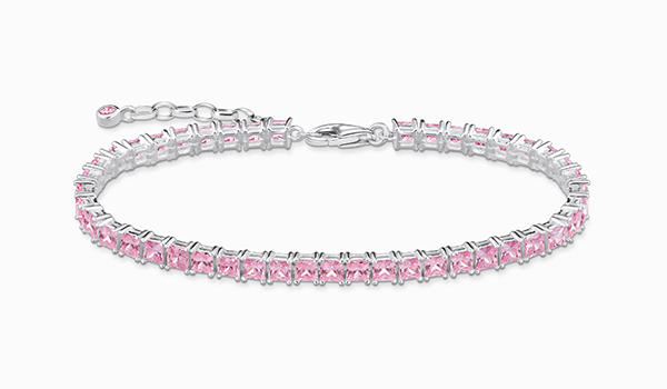 Tennis bracelet with pink stones silver