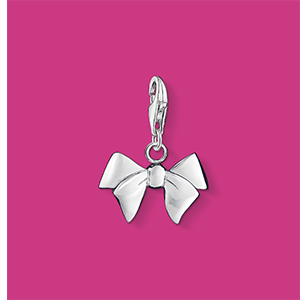 Charm pendant bow silver