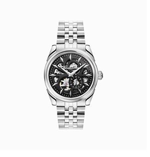 Silver automatic watch with 41 mm and black dial