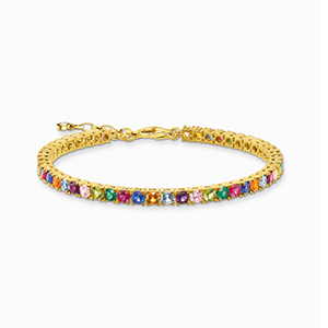 Tennis bracelet with colourful stones gold plated